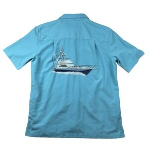 West Marine Shirt Mens L Sport Fishing Camp Embroidered Boat Wicking Nautical